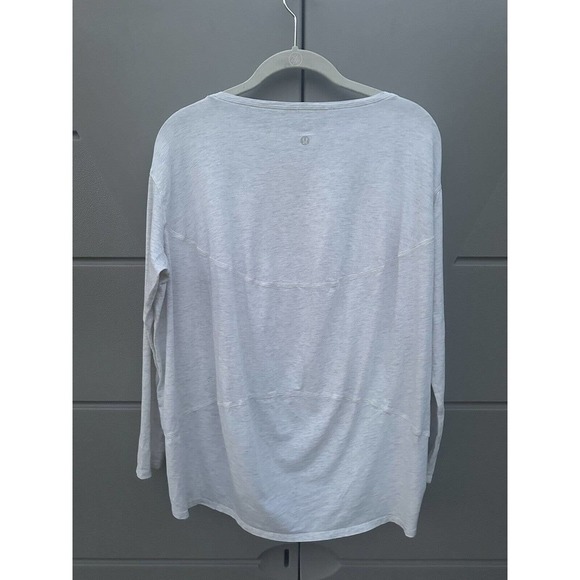 Lululemon Women's Back In Action Space Dye Grey Long Sleeves Pullover Tee Sz 10 - Picture 9 of 12